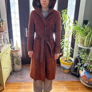 Vintage Suede Coat W/ Hood